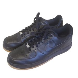 Nike Air Force 1 '82 Low US Mens Size 12 Black Leather Gum Sole 315122-006 AF1